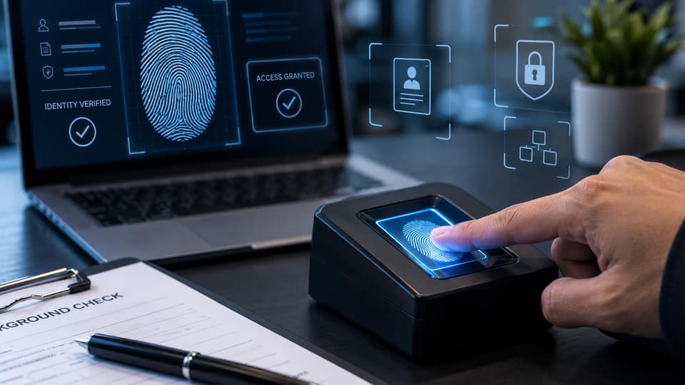 A digital fingerprint on screen, the kind of electronic capture used to create an EFT file