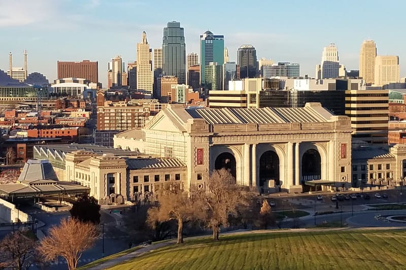 The Kansas City skyline seen from the north side of the river